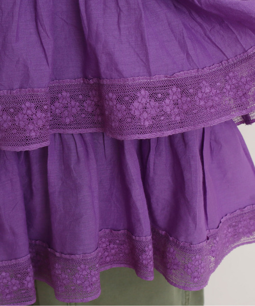 Dot＆Stripes CHILD WOMAN（ドットアンドストライプス　チャイルドウーマン）の「コットンボイル×マニーレース ティアードキャミブラウス（シャツ/ブラウス・レディース・パープル/アイボリー・FREE）」の16枚目の写真