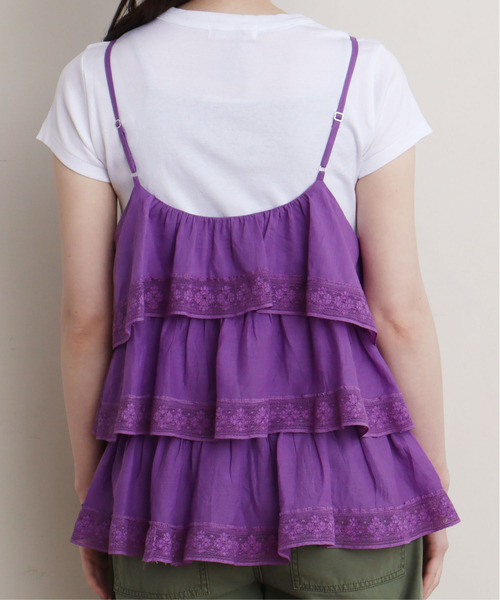 Dot＆Stripes CHILD WOMAN（ドットアンドストライプス　チャイルドウーマン）の「コットンボイル×マニーレース ティアードキャミブラウス（シャツ/ブラウス・レディース・パープル/アイボリー・FREE）」の11枚目の写真