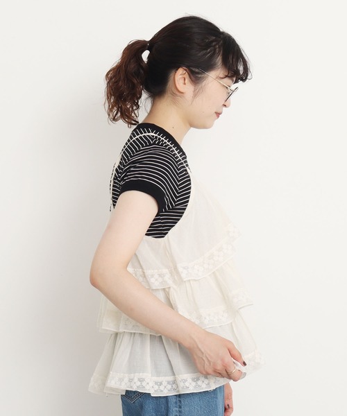 Dot＆Stripes CHILD WOMAN（ドットアンドストライプス　チャイルドウーマン）の「コットンボイル×マニーレース ティアードキャミブラウス（シャツ/ブラウス・レディース・パープル/アイボリー・FREE）」の21枚目の写真