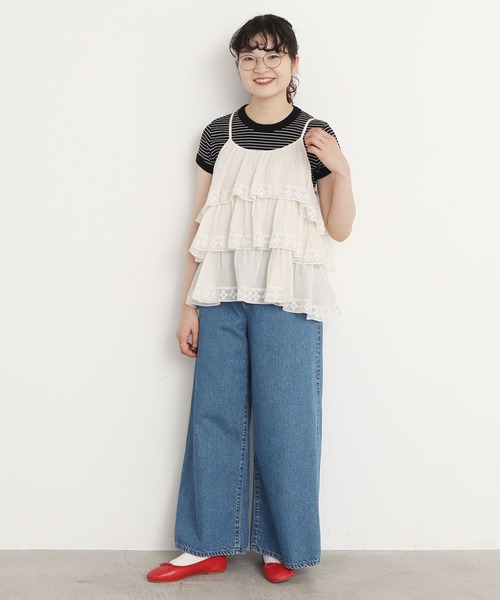 Dot＆Stripes CHILD WOMAN（ドットアンドストライプス　チャイルドウーマン）の「コットンボイル×マニーレース ティアードキャミブラウス（シャツ/ブラウス・レディース・パープル/アイボリー・FREE）」の22枚目の写真