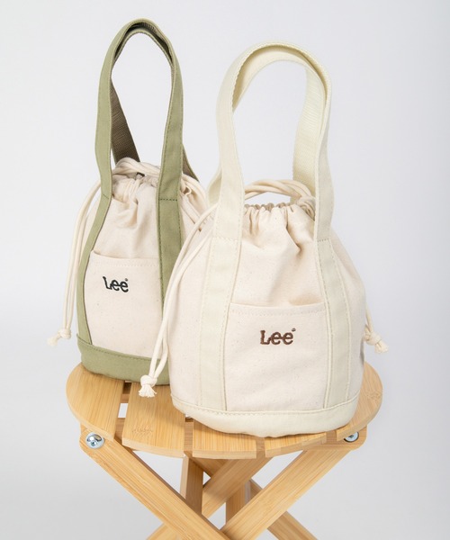 Lee（リー）の「【Lee/リー】コットンキャンバス ミニ巾着トートバッグ/ 巾着ポーチ/ エコバッグ（トートバッグ・レディース・グレー/オフホワイト/オリーブ・FREE）」の15枚目の写真