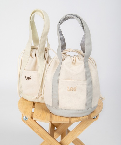 Lee（リー）の「【Lee/リー】コットンキャンバス ミニ巾着トートバッグ/ 巾着ポーチ/ エコバッグ（トートバッグ・レディース・グレー/オフホワイト/オリーブ・FREE）」の14枚目の写真