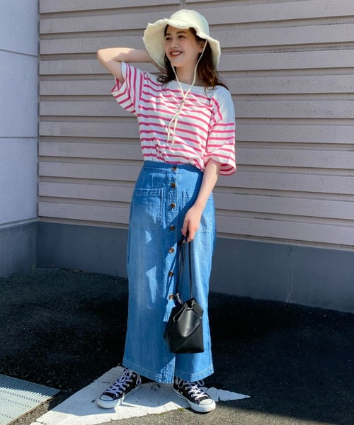 RODEO CROWNS WIDE BOWL（ロデオクラウンズワイドボウル）の「バスクボーダーTシャツ（Tシャツ/カットソー・レディース・グリーン系その他/ブルー系その他/ピンク系その他/イエロー系その他・FREE）」の8枚目の写真