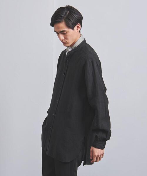 美品UNOF ウノフ　ふじあみ　バンドカラーシャツ ノーカラーシャツ　ブラック UNITED ARROWS（ユナイテッドアローズ）の「＜UNITED ARROWS＞ LIBECO