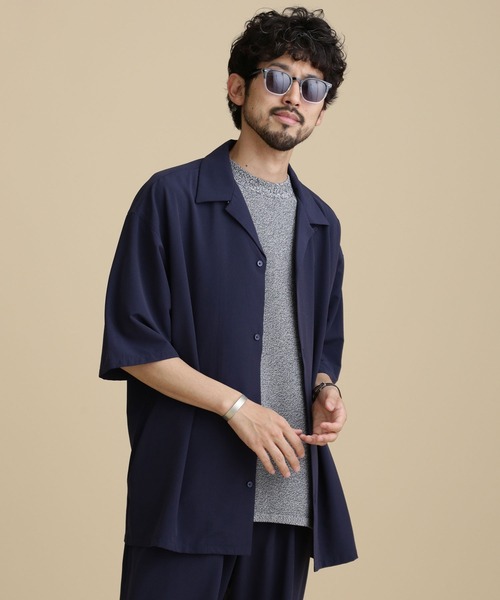 NANO universe(ナノユニバース)の「LB.04/ストレッチワイドオープンカラーシャツ 半袖(シャツ/ブラウス・メンズ・レッド系その他2/カーキ/ブラック/ネイビー・XL/S/M/L)」の12枚目の写真