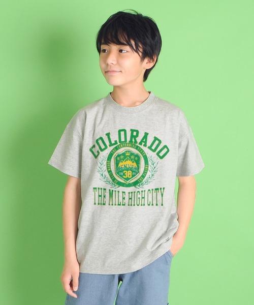 GLAZOS(グラソス)の「天竺・ドロップショルダーBIGカレッジロゴ半袖Tシャツ(Tシャツ/カットソー・キッズ・グリーン/ネイビー/ホワイト系その他・150cm/140cm/170cm/160cm/130cm)」の2枚目の写真