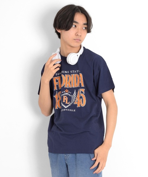 GLAZOS(グラソス)の「天竺・ドロップショルダーBIGカレッジロゴ半袖Tシャツ(Tシャツ/カットソー・キッズ・グリーン/ネイビー/ホワイト系その他・150cm/140cm/170cm/160cm/130cm)」の3枚目の写真