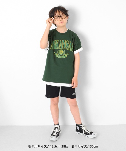 GLAZOS(グラソス)の「天竺・ドロップショルダーBIGカレッジロゴ半袖Tシャツ(Tシャツ/カットソー・キッズ・グリーン/ネイビー/ホワイト系その他・150cm/140cm/170cm/160cm/130cm)」の8枚目の写真