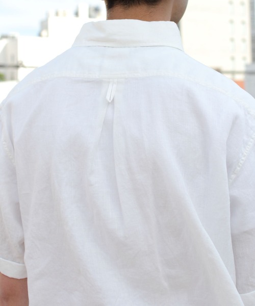 DANTON（ダントン）の「DANTON/ダントン　リネン　ラウンドカラー プルオーバー　ショートスリーブ　LINEN ROUND COLLAR PULLOVER SHIRT SHORTSLEEVE　JD-3569 KLS（メンズ）（シャツ/ブラウス・メンズ・ホワイト/チャコールグレー・44/40/42）」の10枚目の写真