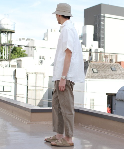 DANTON（ダントン）の「DANTON/ダントン　リネン　ラウンドカラー プルオーバー　ショートスリーブ　LINEN ROUND COLLAR PULLOVER SHIRT SHORTSLEEVE　JD-3569 KLS（メンズ）（シャツ/ブラウス・メンズ・ホワイト/チャコールグレー・44/40/42）」の7枚目の写真
