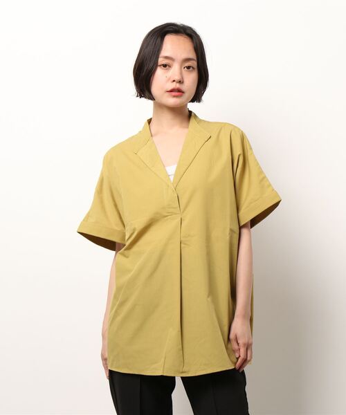 Samansa Mos2 blue(サマンサモスモスブルー)の「ドルマンスキッパーシャツ(シャツ/ブラウス・レディース・オフホワイト/イエロー/ネイビー・フリ-)」の14枚目の写真