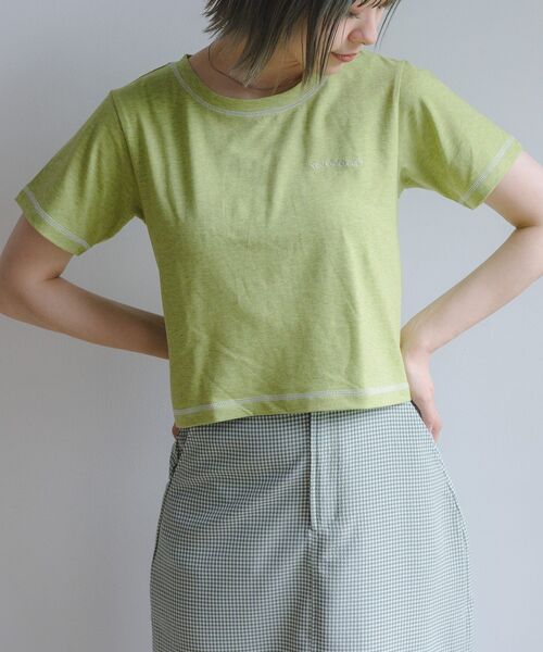 RETRO GIRL(レトロガール)の「メランジ刺繍ロゴTee(Tシャツ/カットソー・レディース・グリーン/オフホワイト/ピンク・FREE)」の3枚目の写真