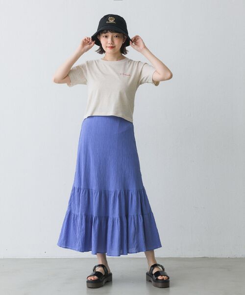RETRO GIRL(レトロガール)の「メランジ刺繍ロゴTee(Tシャツ/カットソー・レディース・グリーン/オフホワイト/ピンク・FREE)」の4枚目の写真