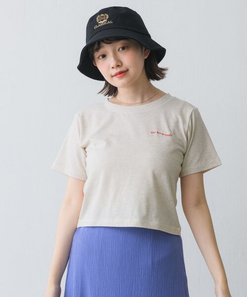 RETRO GIRL(レトロガール)の「メランジ刺繍ロゴTee(Tシャツ/カットソー・レディース・グリーン/オフホワイト/ピンク・FREE)」の10枚目の写真