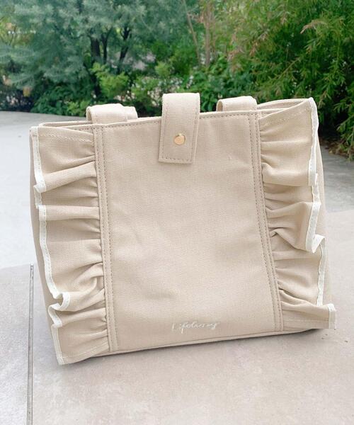 INGNI（イング）の「フリルキャンバストートバッグ（トートバッグ・レディース・ブラック/グレー系その他/キナリ・ONE SIZE）」の3枚目の写真