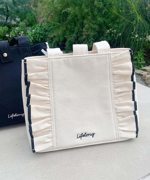 INGNI（イング）の「フリルキャンバストートバッグ（トートバッグ・レディース・ブラック/グレー系その他/キナリ・ONE SIZE）」の9枚目の写真