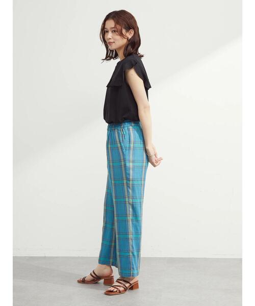 Green Parks(グリーンパークス)の「ベルギーリネン混チェックストレートパンツ(その他パンツ・レディース・ブラウン/ブルー/ベージュ・FREE)」の16枚目の写真