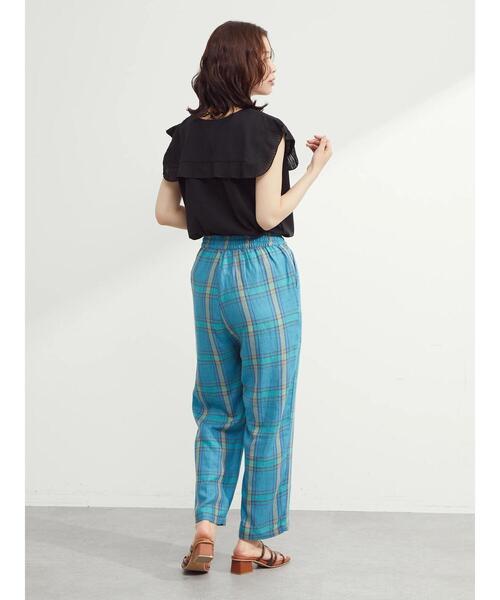 Green Parks(グリーンパークス)の「ベルギーリネン混チェックストレートパンツ(その他パンツ・レディース・ブラウン/ブルー/ベージュ・FREE)」の17枚目の写真