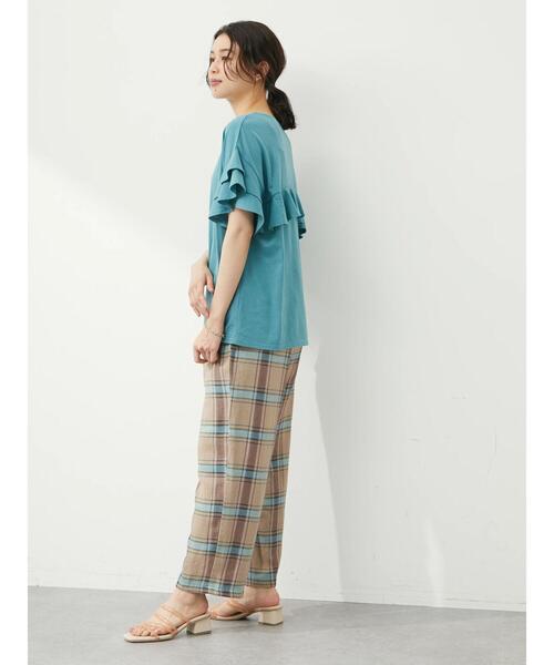 Green Parks(グリーンパークス)の「ベルギーリネン混チェックストレートパンツ(その他パンツ・レディース・ブラウン/ブルー/ベージュ・FREE)」の20枚目の写真
