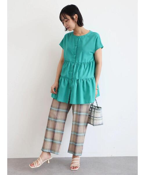 Green Parks(グリーンパークス)の「ベルギーリネン混チェックストレートパンツ(その他パンツ・レディース・ブラウン/ブルー/ベージュ・FREE)」の21枚目の写真