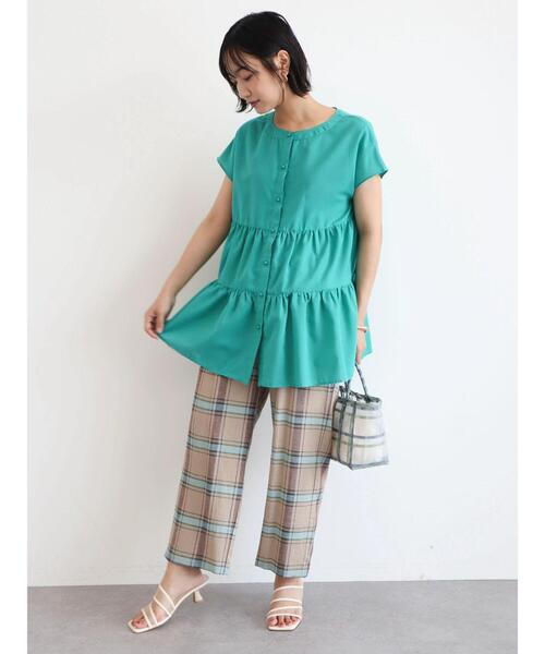 Green Parks(グリーンパークス)の「ベルギーリネン混チェックストレートパンツ(その他パンツ・レディース・ブラウン/ブルー/ベージュ・FREE)」の22枚目の写真