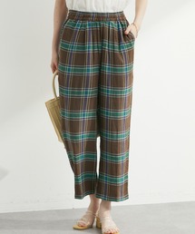 Green　Parks | ベルギーリネン混チェックストレートパンツ(その他パンツ)
