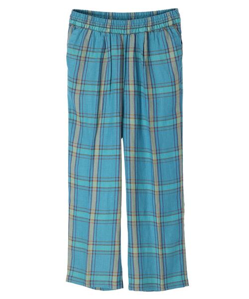 Green Parks(グリーンパークス)の「ベルギーリネン混チェックストレートパンツ(その他パンツ・レディース・ブラウン/ブルー/ベージュ・FREE)」の3枚目の写真