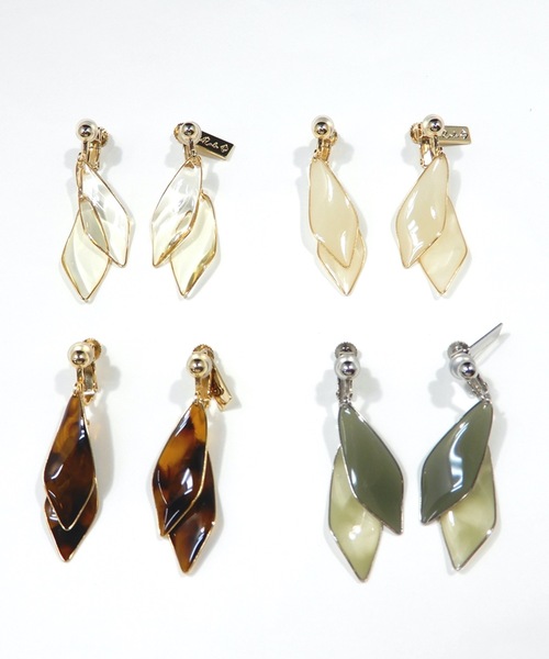 The Rule(ザルール)の「The Rule ザルール:Leaf double hook pierced earring:2連リーフ イヤリング(イヤリング・レディース・ホワイト/グレー/クリア/ブラウン・FREE)」の9枚目の写真
