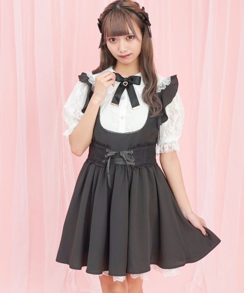 Secret Honey（シークレットハニー）の「レースコルセットジャンパードレス（ワンピース・レディース・ブルー/ピンク/ブラック・MEDIUM）」の2枚目の写真