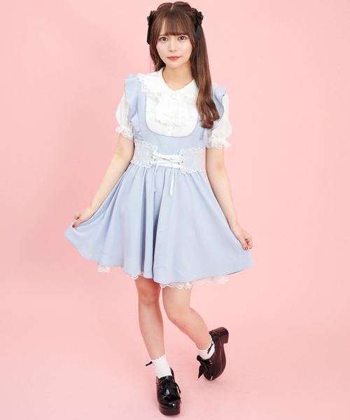 Secret Honey（シークレットハニー）の「レースコルセットジャンパードレス（ワンピース・レディース・ブルー/ピンク/ブラック・MEDIUM）」の4枚目の写真
