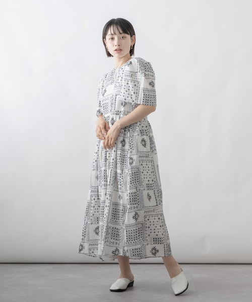mebole（メボレ）の「ペイズリー柄フレアワンピース（ワンピース・レディース・ホワイト/ピンク・FREE）」の5枚目の写真