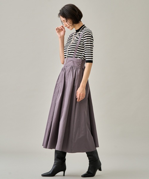 ANAYI（アナイ）の「タフタギャザーサスペンダー　スカート（ワンピース・レディース・パープル/ブラック/トップグレー/グレー・38/36/34）」の8枚目の写真