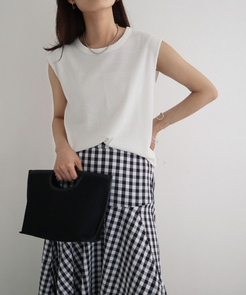 KOBE LETTUCE（コウベレタス）の「ワッフルフレンチスリーブカットソー（Tシャツ/カットソー・レディース・ブルー系/ホワイト/ブラック/グレイッシュベージュ/カーキ・L/M）」の18枚目の写真