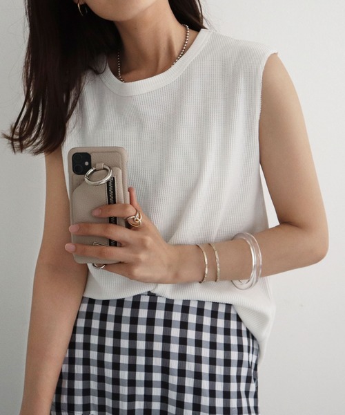 KOBE LETTUCE（コウベレタス）の「ワッフルフレンチスリーブカットソー（Tシャツ/カットソー・レディース・ブルー系/ホワイト/ブラック/グレイッシュベージュ/カーキ・L/M）」の16枚目の写真