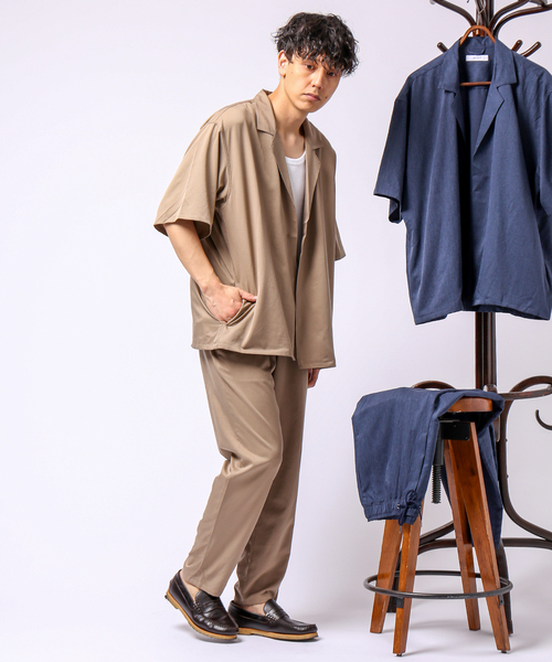B.C STOCK(ベーセーストック)の「COOLFIBER RELAX SETUP(シャツ/ブラウス・メンズ・ブラック/カーキ/ネイビー/ブラウン/グレー/チャコールグレー/ベージュ・MEDIUM/LARGE)」の1枚目の写真