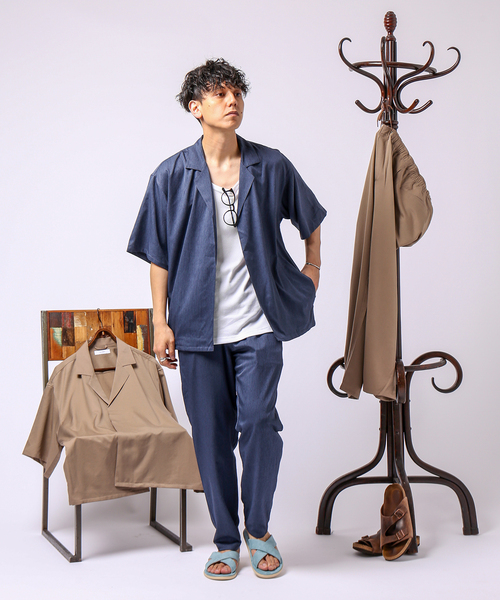 B.C STOCK(ベーセーストック)の「COOLFIBER RELAX SETUP(シャツ/ブラウス・メンズ・ブラック/カーキ/ネイビー/ブラウン/グレー/チャコールグレー/ベージュ・MEDIUM/LARGE)」の7枚目の写真