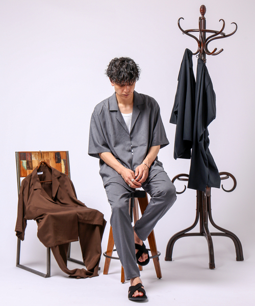 B.C STOCK(ベーセーストック)の「COOLFIBER RELAX SETUP(シャツ/ブラウス・メンズ・ブラック/カーキ/ネイビー/ブラウン/グレー/チャコールグレー/ベージュ・MEDIUM/LARGE)」の4枚目の写真