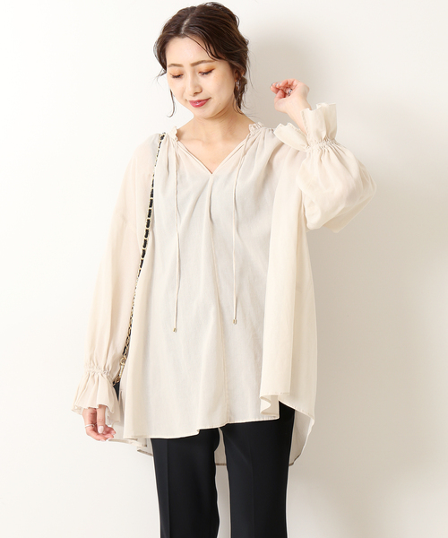 Spick & Span（スピックアンドスパン）の「Cシフォンキャンディースリーブブラウス（シャツ/ブラウス・レディース・ブラック/ベージュ・FREE）」の5枚目の写真