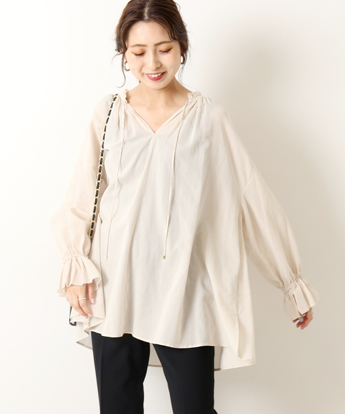 Spick & Span（スピックアンドスパン）の「Cシフォンキャンディースリーブブラウス（シャツ/ブラウス・レディース・ブラック/ベージュ・FREE）」の7枚目の写真