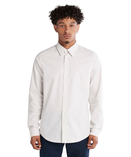 Timberland（ティンバーランド）の「メンズ サトルチェック ライトウェイト フランネル シャツ（シャツ/ブラウス・メンズ・オフホワイト/ダークブルー・SMALL/MEDIUM/LARGE/X-LARGE/XX-LARGE）」の2枚目の写真