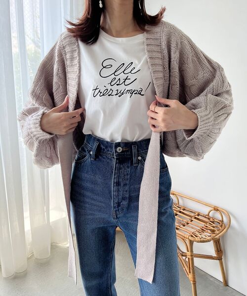 MAJESTIC LEGON（マジェスティックレゴン）の「ショートケーブルボレロ（カーディガン/ボレロ・レディース・ブラック/グレー/アイボリー/ピンクベージュ・MEDIUM）」の4枚目の写真