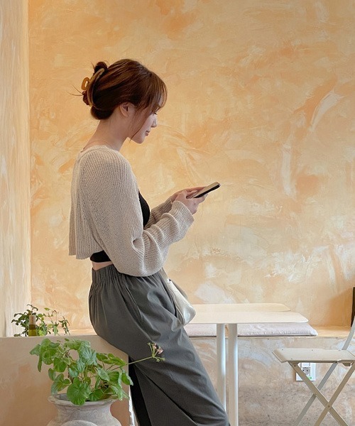 SONA（ソナ）の「SONYUNARA ボレロクロップカーディガン（カーディガン/ボレロ・レディース・ブラック/ベージュ/グレー/アイボリー・FREE）」の7枚目の写真