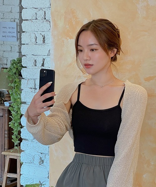 SONA（ソナ）の「SONYUNARA ボレロクロップカーディガン（カーディガン/ボレロ・レディース・ブラック/ベージュ/グレー/アイボリー・FREE）」の5枚目の写真