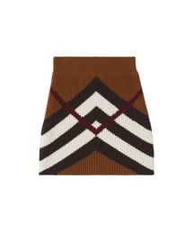 シェブロン チェック カシミアコットンブレンド ミニスカート