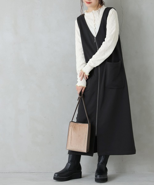 osharewalker（オシャレウォーカー）の「【廃盤】『センタージップ2wayジャンパースカート』（ジャンパースカート・レディース・ブラック/ボルドー/グレイッシュベージュ・1/2）」の10枚目の写真