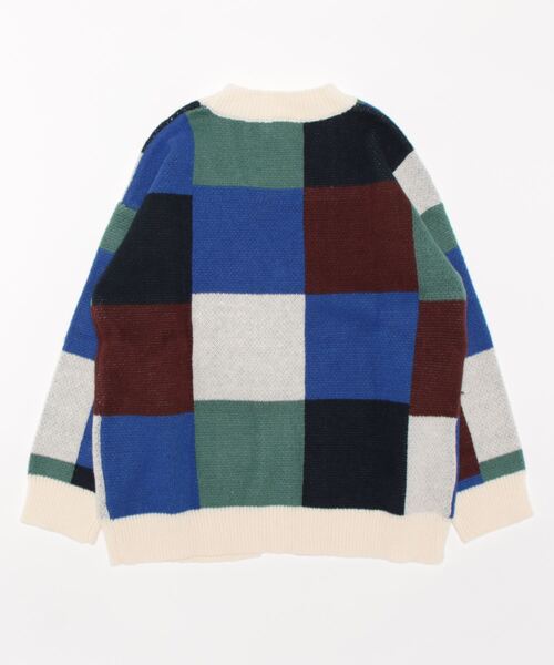 HOOK(フック)の「【HOOK】レトロ調パッチワーク風配色カーディガン(カーディガン/ボレロ・メンズ・ホワイト/ブラック/ホワイト系その他/ブラック系その他・M/L/XL)」の5枚目の写真