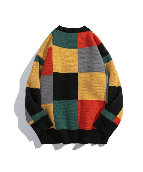 HOOK(フック)の「【HOOK】レトロ調パッチワーク風配色カーディガン(カーディガン/ボレロ・メンズ・ホワイト/ブラック/ホワイト系その他/ブラック系その他・M/L/XL)」の6枚目の写真