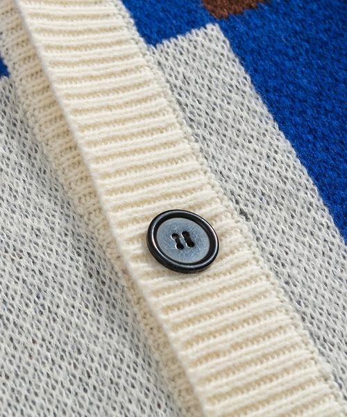 HOOK(フック)の「【HOOK】レトロ調パッチワーク風配色カーディガン(カーディガン/ボレロ・メンズ・ホワイト/ブラック/ホワイト系その他/ブラック系その他・M/L/XL)」の10枚目の写真