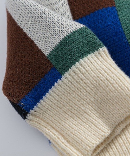 HOOK(フック)の「【HOOK】レトロ調パッチワーク風配色カーディガン(カーディガン/ボレロ・メンズ・ホワイト/ブラック/ホワイト系その他/ブラック系その他・M/L/XL)」の11枚目の写真