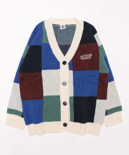 HOOK(フック)の「【HOOK】レトロ調パッチワーク風配色カーディガン(カーディガン/ボレロ・メンズ・ホワイト/ブラック/ホワイト系その他/ブラック系その他・M/L/XL)」の13枚目の写真